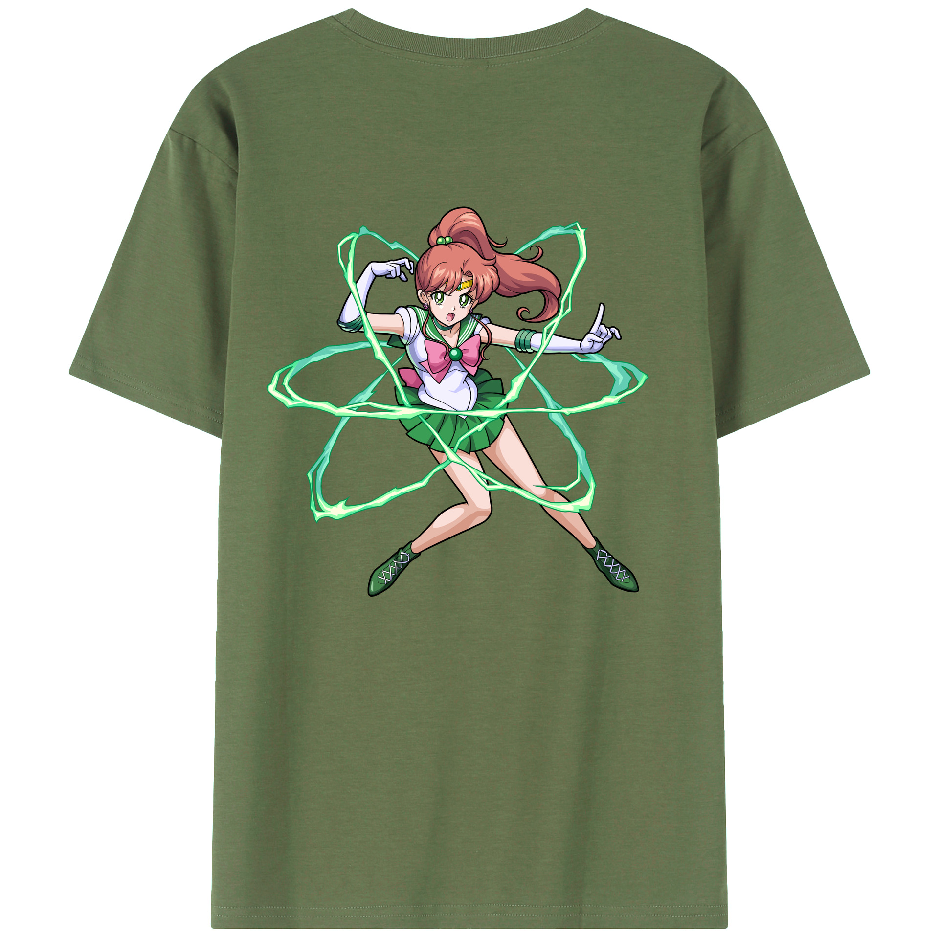 （画像用） 美少女戦士セーラームーン 木野 まこと きの まこと Sailor Moon Kino Makoto （セーラージュピター；Sailor Jupiter） 綿100％ メンズ半袖Tシャツ（バックプリント） 通気性
